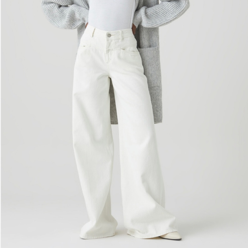 Closed White Wide Leg Jeans - Flared High-Rise